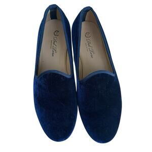 Del Toro Men’s 10 Navy Velvet Slip-On Slipper Loafer Red Italy Velour